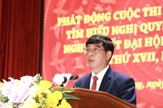 Bí thư Đảng ủy Khối Cơ quan - doanh nghiệp tỉnh phát biểu hưởng ứng cuộc thi
