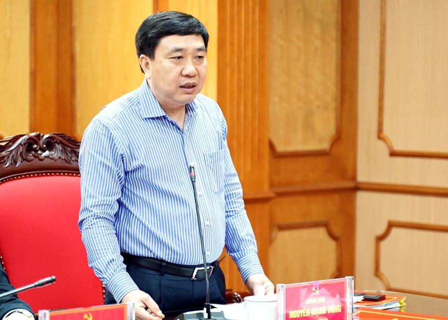 Phó Bí thư Tỉnh ủy Nguyễn Mạnh Dũng phát biểu tại buổi giao ban.
