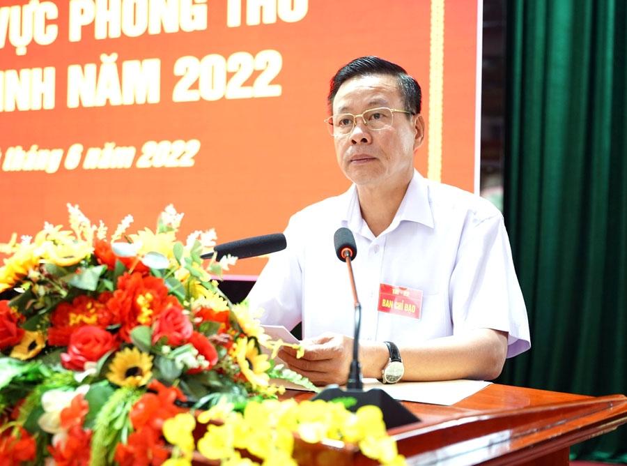 Chủ tịch UBND tỉnh Nguyễn Văn Sơn phát biểu bế mạc diễn tập KVPT huyện Yên Minh năm 2022.