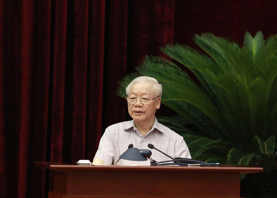 Tổng Bí thư Nguyễn Phú Trọng phát biểu tại hội nghị. Ảnh: Đức Cường Báo điện tử Đảng cộng sản