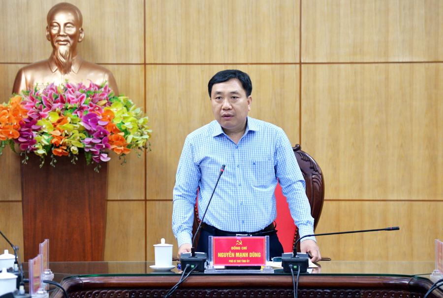 Phó Bí thư Tỉnh ủy Nguyễn Mạnh Dũng phát biểu kết luận cuộc họp.