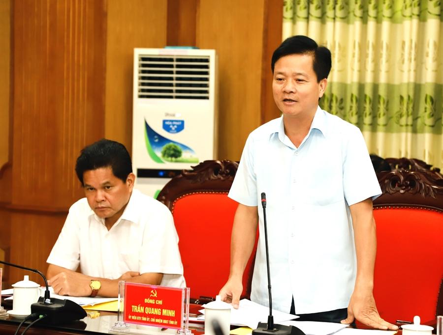 Chủ nhiệm Uỷ ban Kiểm tra Tỉnh ủy Trần Quang Minh cho rằng cần quan tâm nêu rõ nhiệm vụ tuyên truyền, giám sát phòng, ngừa tham nhũng