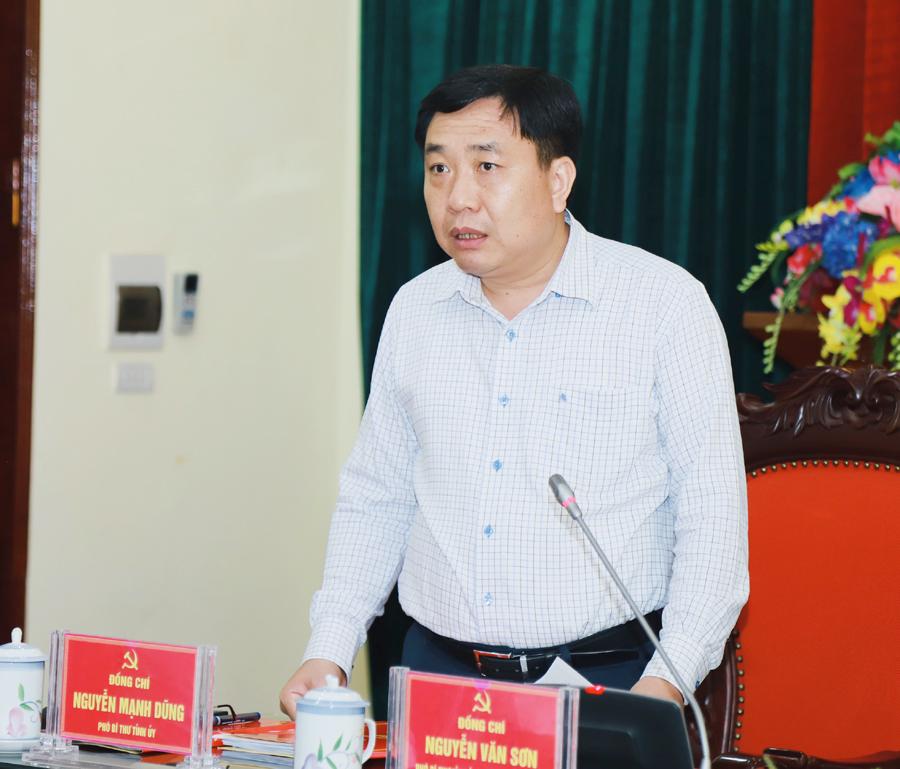 Phó Bí thư Tỉnh ủy Nguyễn Mạnh Dũng phát biểu tại buổi làm việc