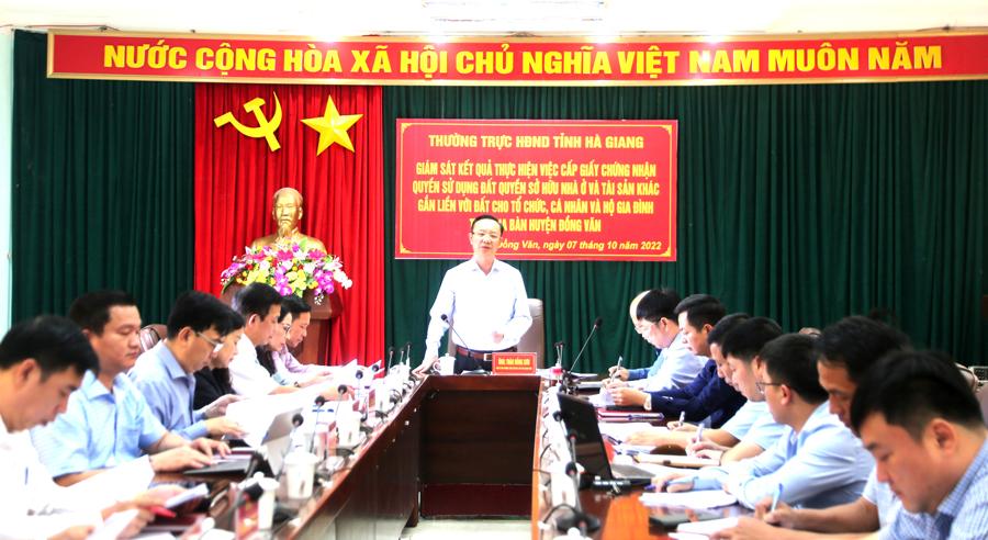 Toàn cảnh buổi làm việc của Đoàn giám sát với lãnh đạo huyện Đồng Văn.