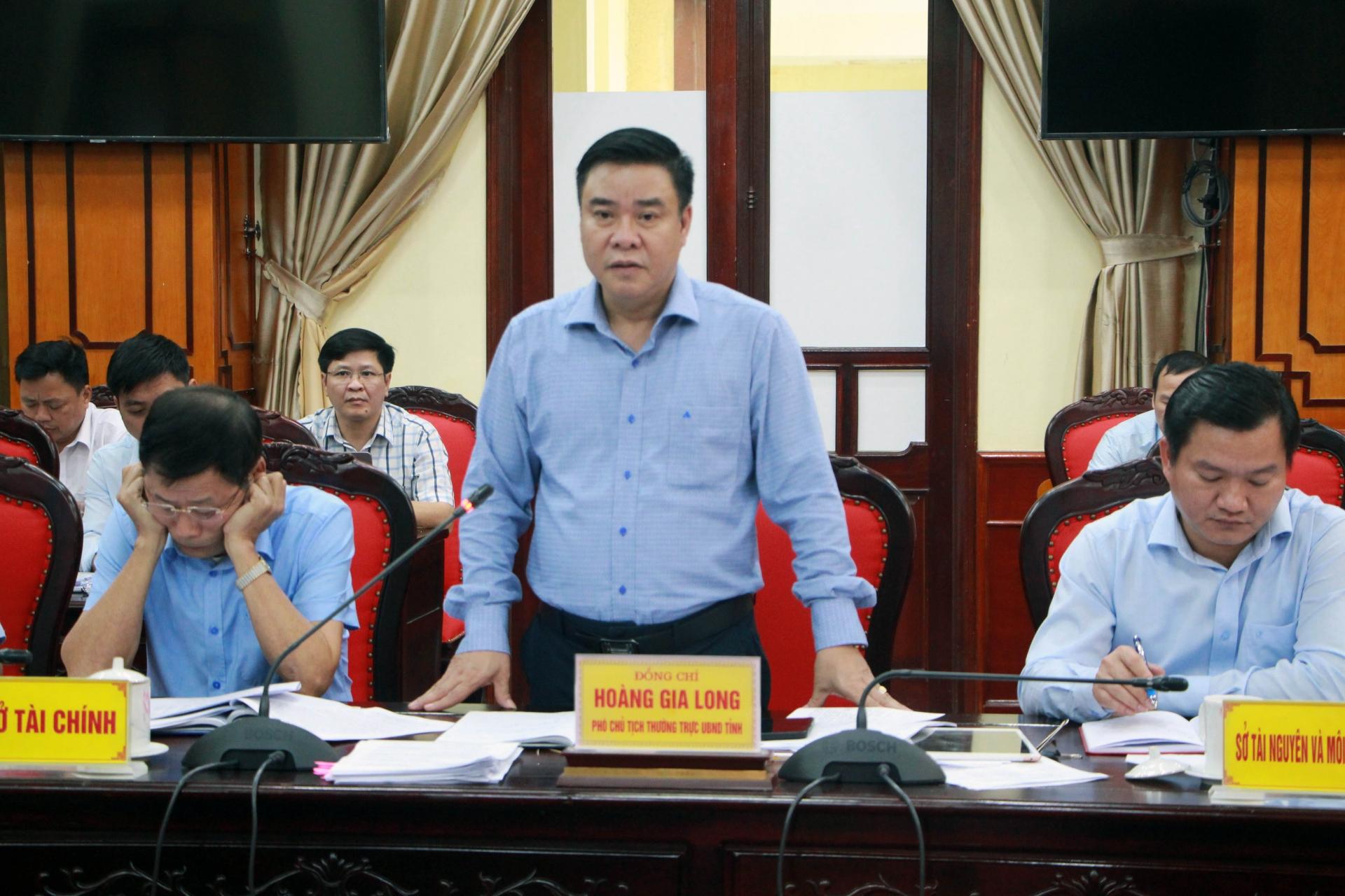 Phó Chủ tịch Thường trực UBND tỉnh Hoàng Gia Long phát biểu tại buổi giám sát.