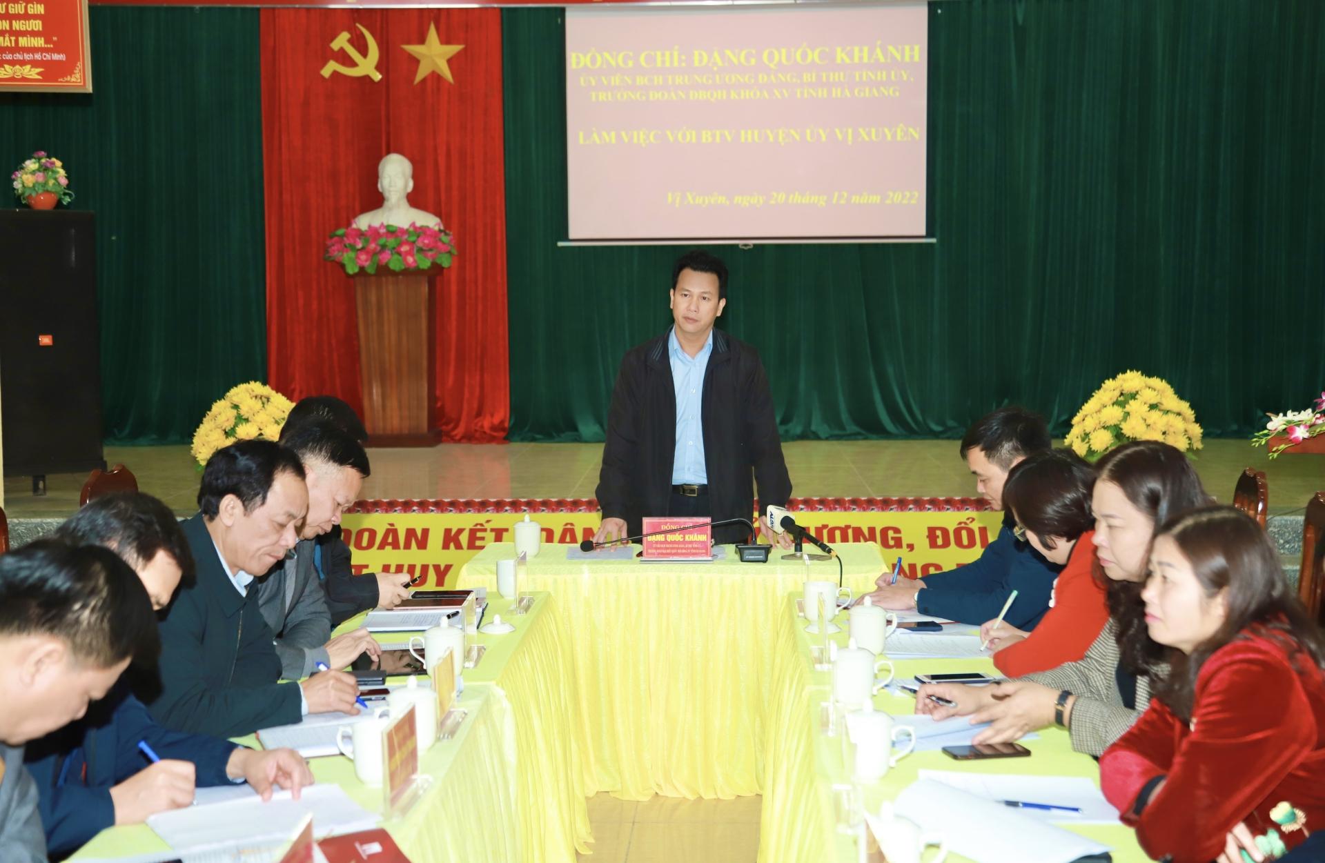 Bí thư Tỉnh ủy Đặng Quốc Khánh phát biểu kết luận buổi làm việc