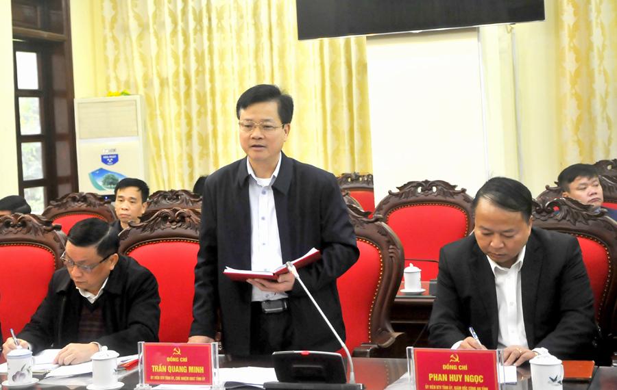 Chủ nhiệm Ủy ban Kiểm tra Tỉnh ủy Trần Quang Minh phát biểu thảo luận tại hội nghị.