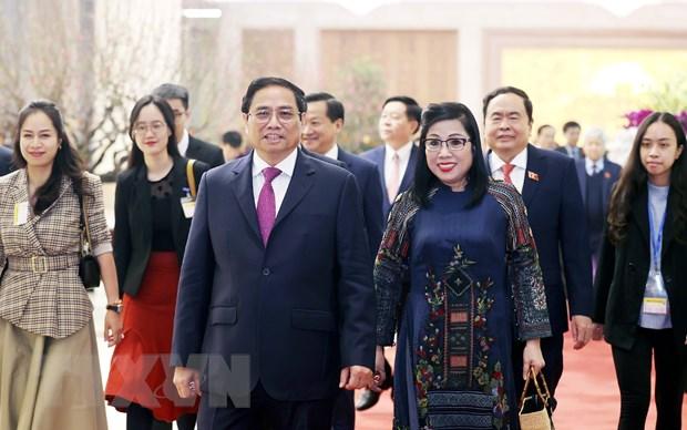 Thủ tướng Phạm Minh Chính và Phu nhân chủ trì chiêu đãi đoàn ngoại giao nhân dịp Tết Quý Mão 2023. (Ảnh: TTXVN)