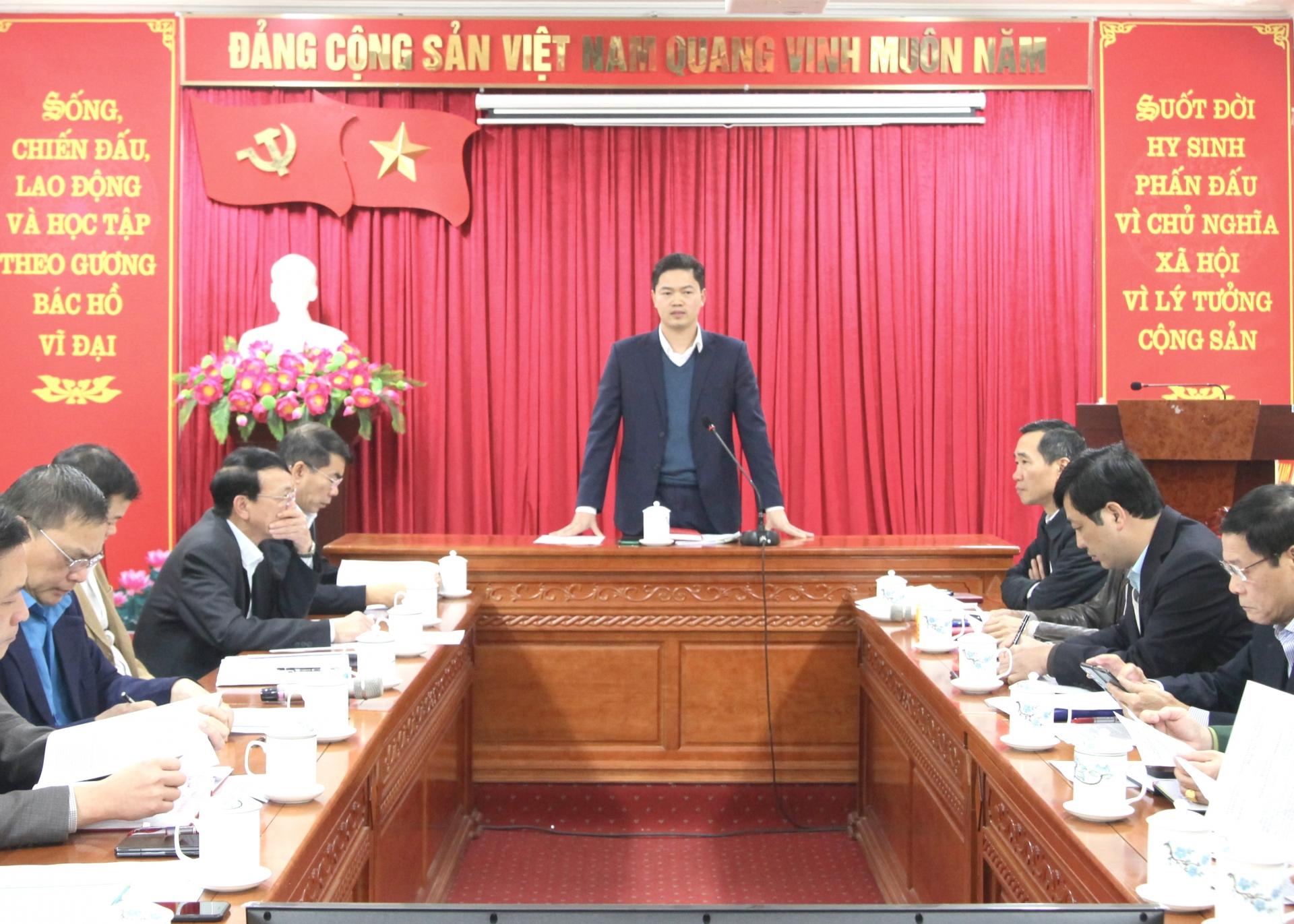 Trưởng Ban Tuyên giáo Tỉnh ủy, Trưởng đoàn công tác Vũ Mạnh Hà kết luận buổi làm việc.