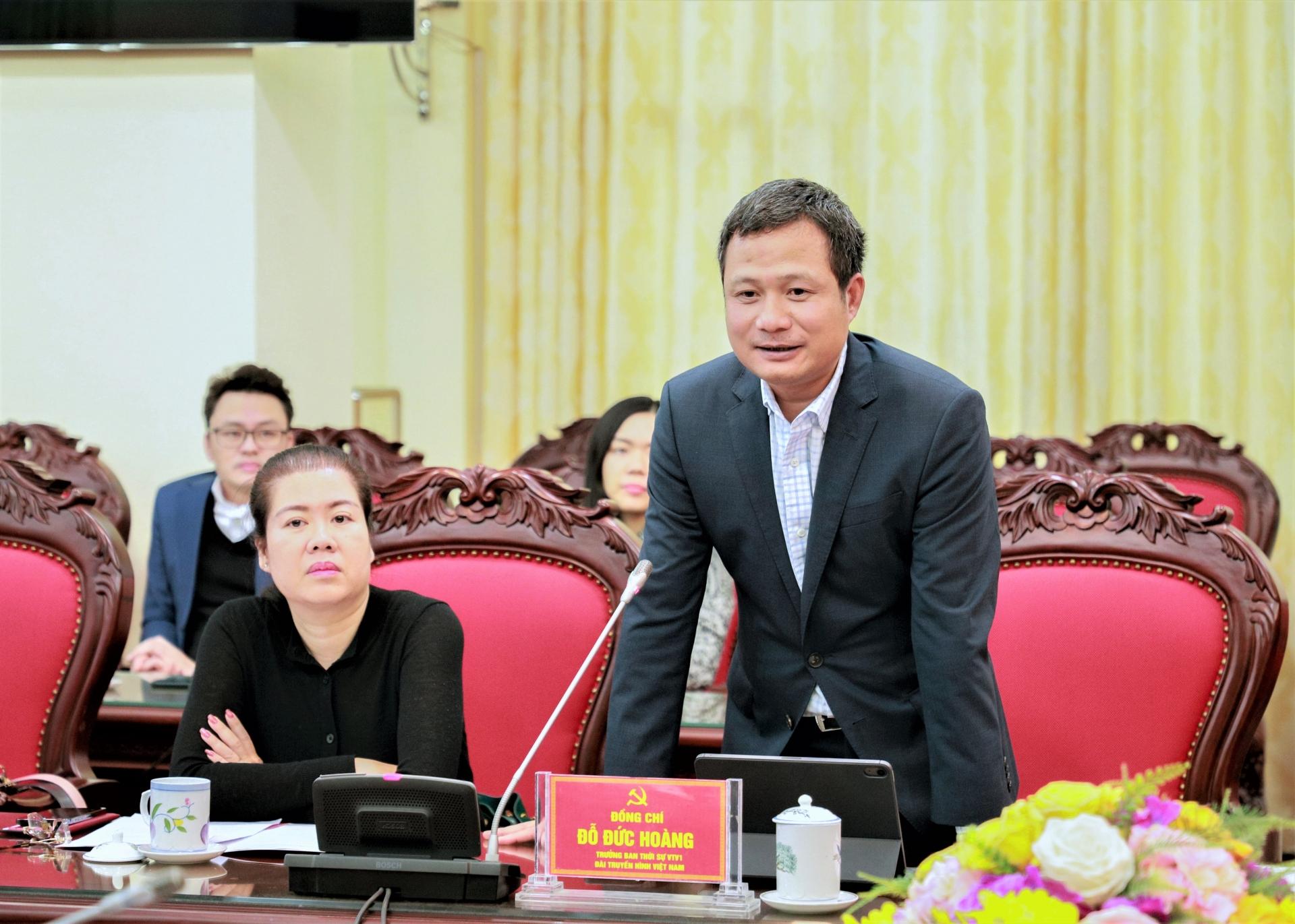 Trưởng ban Thời sự, Đài Truyền hình Việt Nam Đỗ Đức Hoàng phát biểu tại buổi ký kết.