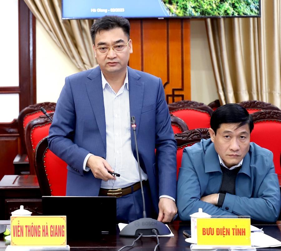 Lãnh đạo VNPT Hà Giang phát biểu đề xuất giải pháp thúc đẩy CĐS trên địa bàn tỉnh.