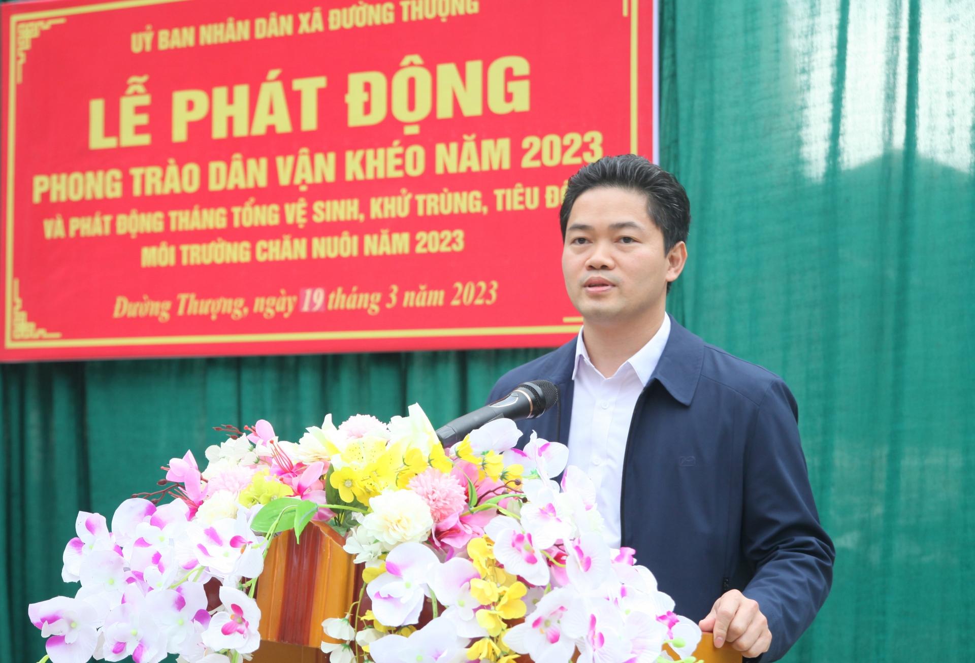 Trưởng ban Tuyên giáo Vũ Mạnh Hà phát biểu tại buổi lễ.