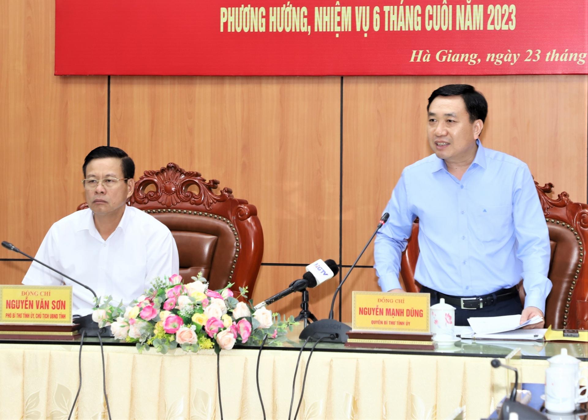 Quyền Bí thư Tỉnh ủy Nguyễn Mạnh Dũng phát biểu chỉ đạo hội nghị