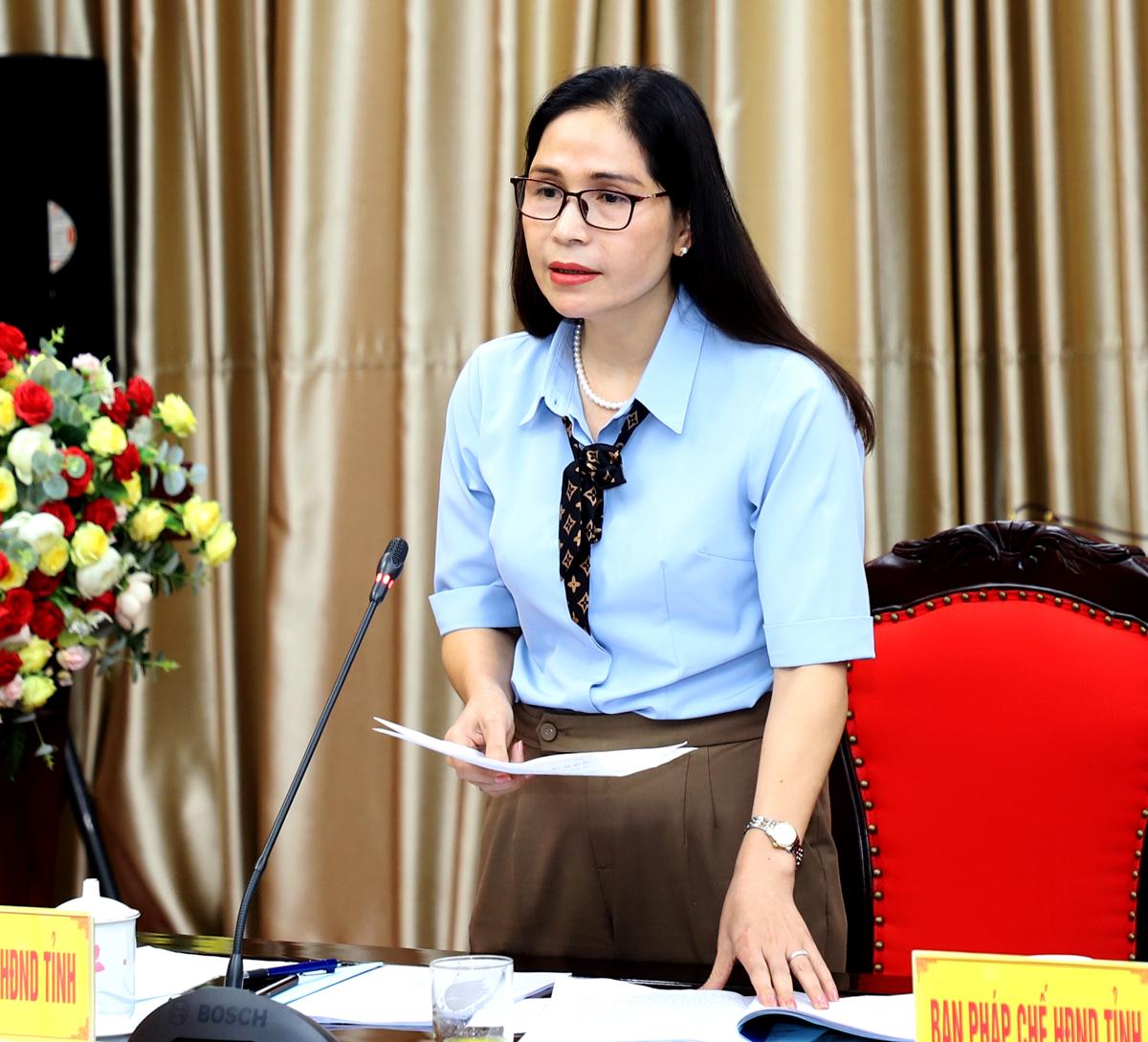 Trưởng Ban Kinh tế - Ngân sách HĐND tỉnh Phạm Thị Hồng Yên đề nghị cần chỉnh sửa, bổ sung Đề án đầu tư cơ sở vật chất cho lực lượng Công an xã trên địa bàn tỉnh cho phù hợp theo các quy định hiện hành.