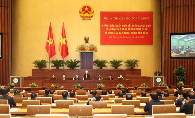 Hội nghị cán bộ toàn quốc quán triệt, triển khai kết luận và quy định của Ban Chấp hành Trung ương Đảng về công tác xây dựng, chỉnh đốn Đảng.