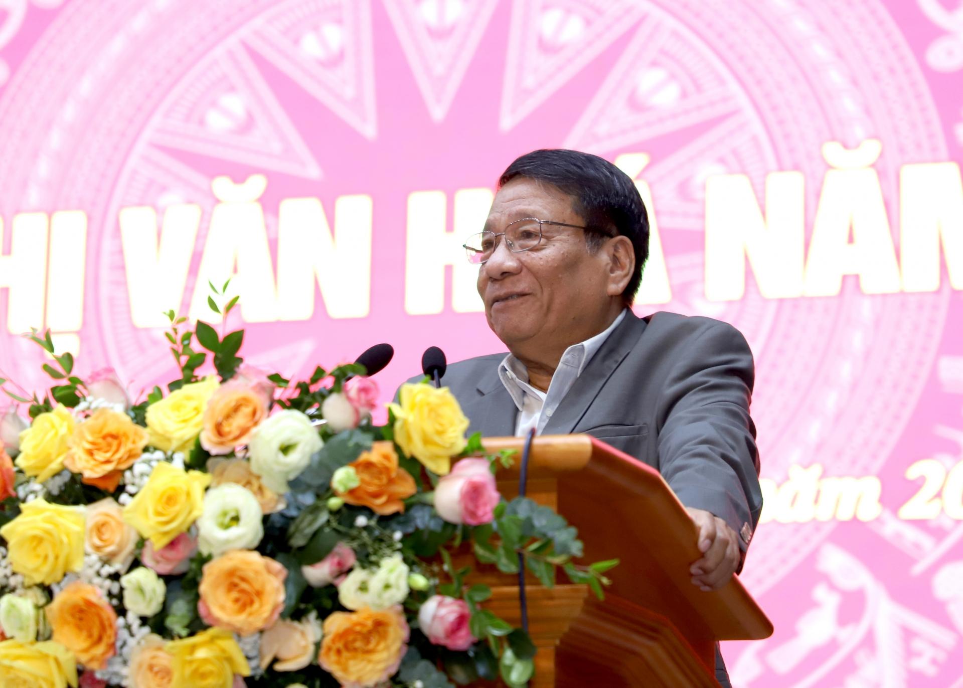 PGS.TS Đặng Văn Bài, Phó Chủ tịch Hội đồng di sản văn hóa quốc gia phát biểu về bảo tồn di sản văn hóa gắn với phát triển du lịch bền vững ở Hà Giang.