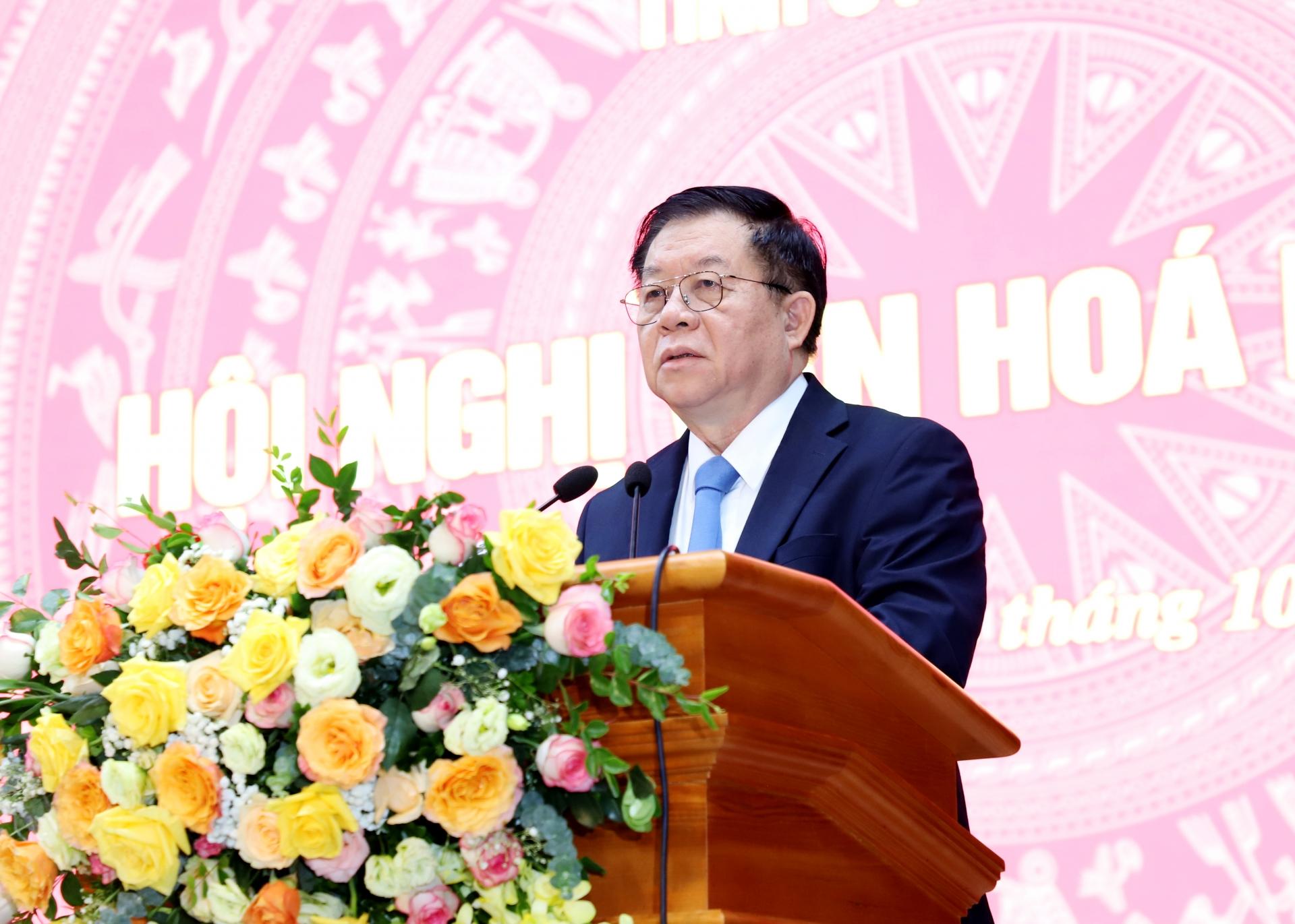 Bí thư T.Ư Đảng, Trưởng Ban Tuyên giáo T.Ư Nguyễn Trọng Nghĩa phát biểu tại hội nghị.