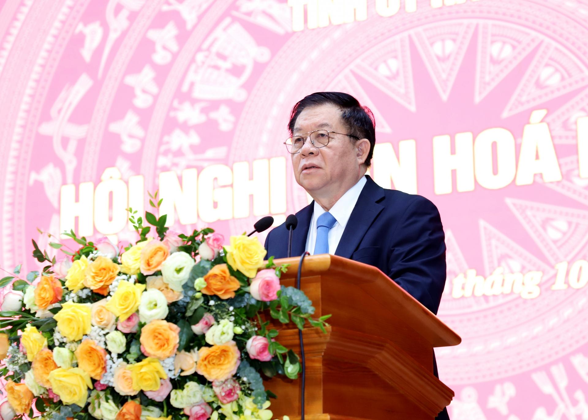 Bí thư T.Ư Đảng, Trưởng Ban Tuyên giáo T.Ư Nguyễn Trọng Nghĩa phát biểu tại hội nghị.