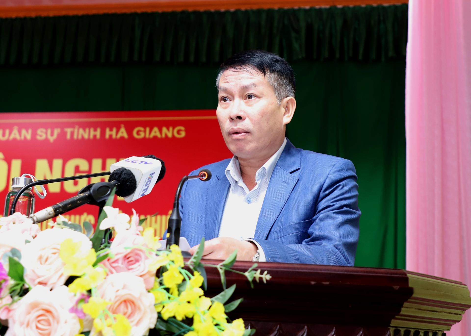 Bí thư Huyện ủy Quản Bạ Đỗ Văn Hùng đề nghị Đảng ủy Bộ Chỉ huy Quân sự tỉnh tổ chức tập huấn, giúp đỡ để thực hiện hiệu quả công tác diễn tập phòng thủ dân sự huyện năm 2024.