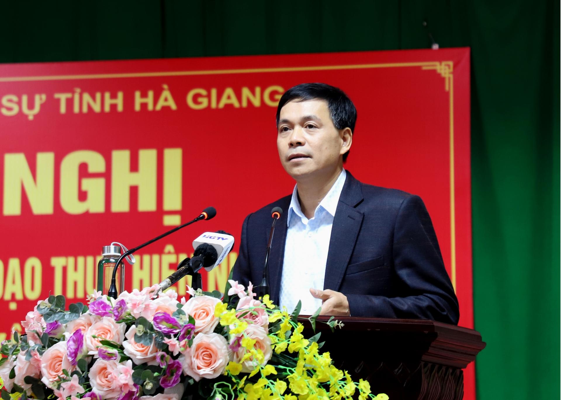 Bí thư Huyện ủy Mèo Vạc Phạm Văn Tú kiến nghị Đảng ủy Quân sự tỉnh có hỗ trợ, giúp đỡ huyện trong công tác quản lý quy hoạch đất quốc phòng.