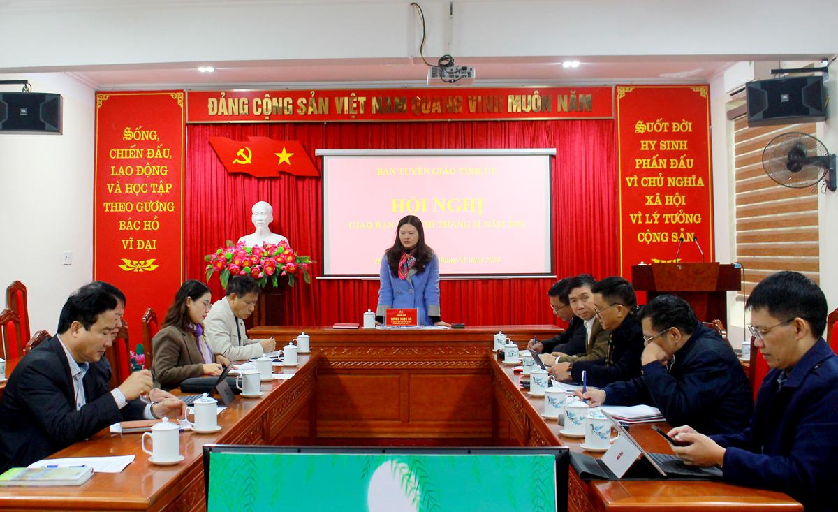 Đồng chí Vương Ngọc Hà, Trưởng Ban Tuyên giáo Tỉnh ủy phát biểu định hướng tuyên truyền tháng 2