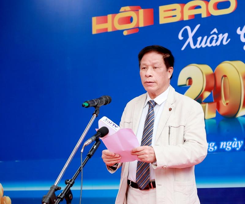 Chủ tịch Hội Nhà Báo tỉnh Hà Giang Lê Trọng Lập phát biểu khai mạc Hội Báo Xuân.