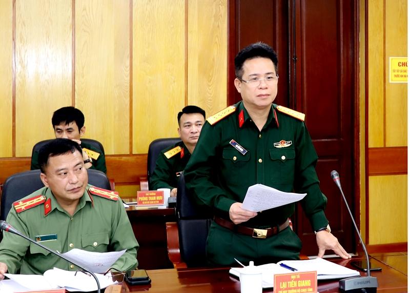Đại tá Lại Tiến Giang, Chỉ huy trưởng Bộ Chỉ huy Quân sự tỉnh đề nghị các bộ phận triển khai nghiêm túc công tác luyện tập để cuộc diễn tập bảo đảm an toàn tuyệt đối, đạt kết quả cao nhất.