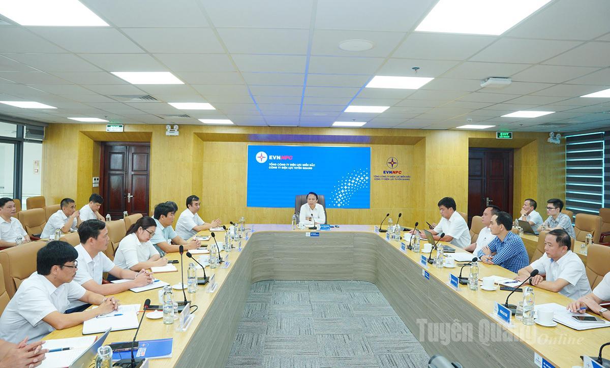 Đại biểu dự hội nghị tại điểm cầu Công ty Điện lực Tuyên Quang.