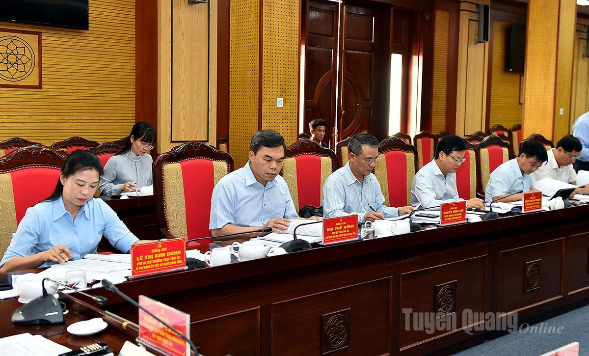 Các đồng chí Thường trực Tỉnh ủy và đại biểu dự hội nghị.