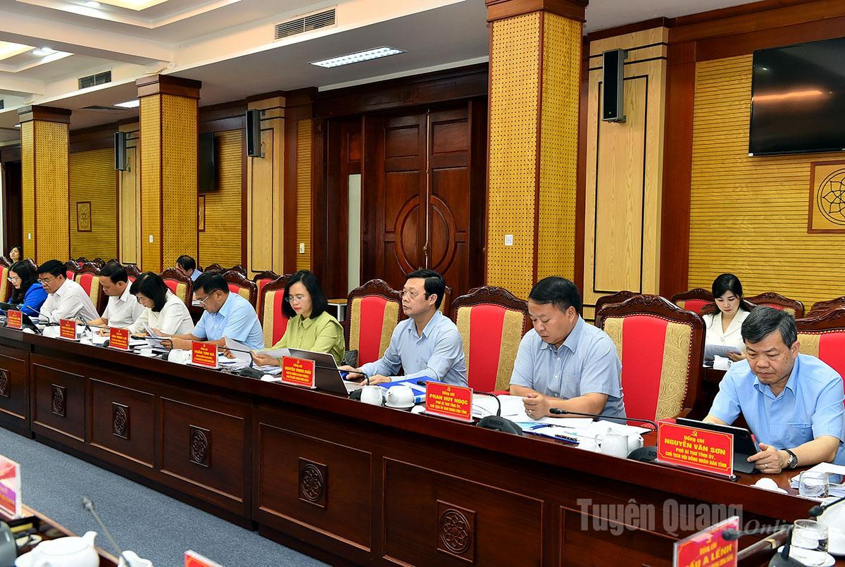 Các đồng chí Thường trực Tỉnh ủy và đại biểu dự hội nghị.