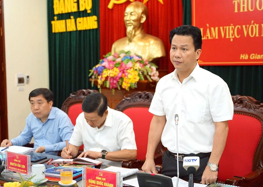 Bí thư Tỉnh ủy Đặng Quốc Khánh kết luận buổi làm việc.
