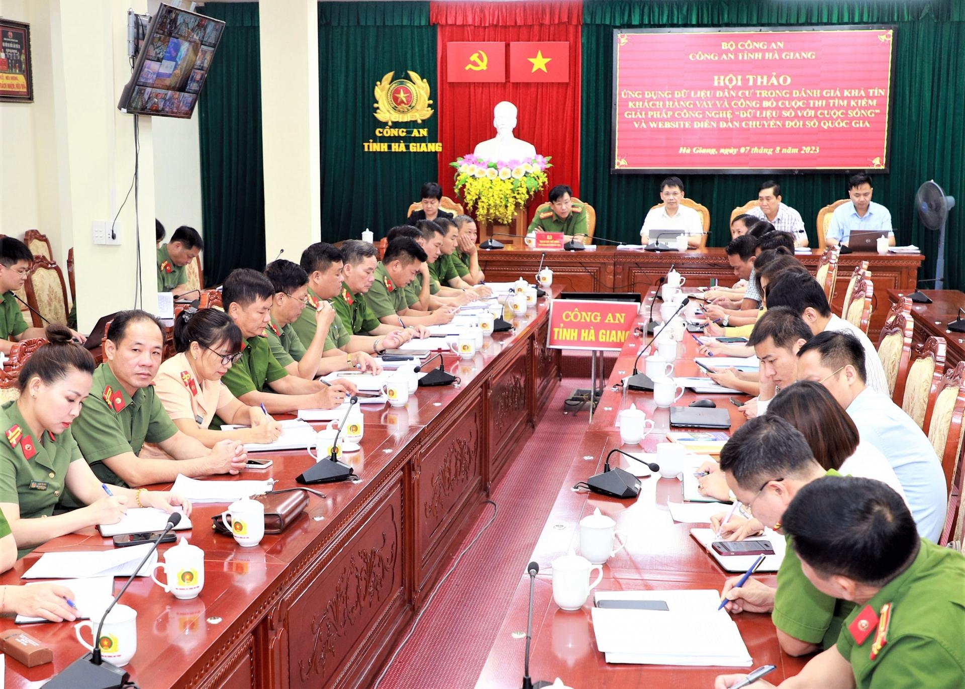 Toàn cảnh Hội thảo tại điểm cầu Công an tỉnh Hà Giang.
