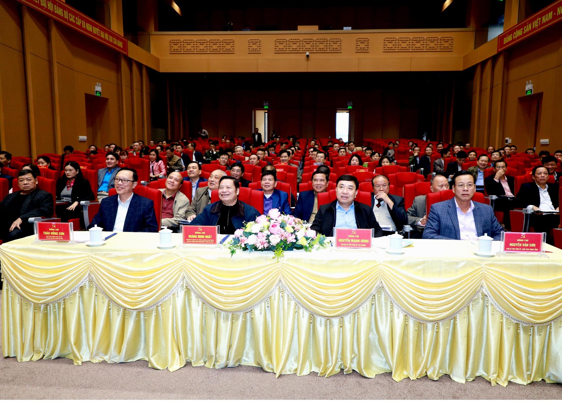 Các đại biểu tham dự hội nghị tại điểm cầu tỉnh Hà Giang.