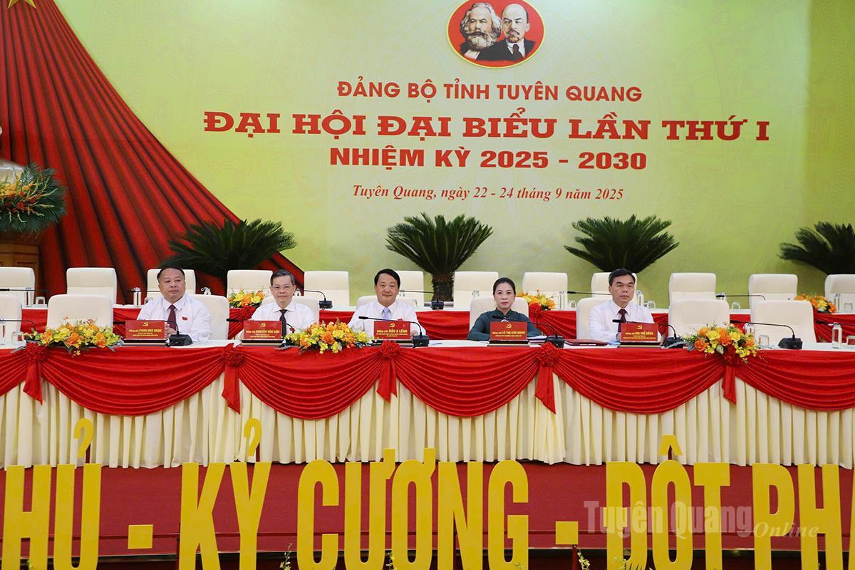 Các đồng chí Thường trực Tỉnh ủy chủ trì Đại hội.